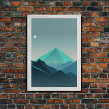 Load image into Gallery viewer, Emerald Green Pacific Northwest Art, Minimalist Boho Style Forest Landscape, Framed Canvas Art, Abstract Art, Green Mountains
