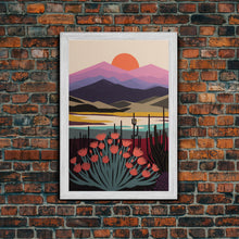 Carregar imagem no visualizador da galeria, Boho Style Mountain Landscape, Minimalist Art, Sunset Over The Mountains
