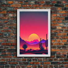 Load image into Gallery viewer, Framed Canvas Art Print - Desert Landscape at Sunset - Pop Art Style - Home Decor - Southwest Art, California Desert Decor
