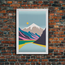 Load image into Gallery viewer, Surrealist Mountain Landscape, Abstract, Framed Canvas Print, Pink Mountains
