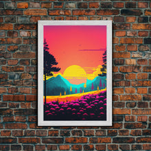 Load image into Gallery viewer, Retro Pop Art Landscape, Surrealist / Psychedelic Art, Framed Canvas Print, Nature Art
