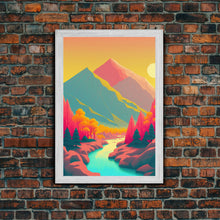 Load image into Gallery viewer, Surrealist Pop Art, Pink Turquoise Landscape Art, Framed Canvas Print, Minimalist Art
