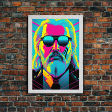 Carregar imagem no visualizador da galeria, Businessman Odin Pop Art Movie Poster Art, Norse Mythology, Wall Art, Framed Canvas Print, Futuristic Portrait of Odin, WPAP Style
