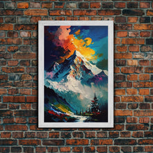Load image into Gallery viewer, Annapurna III, Mountain Art, Rustic Mountain Landscape Wall Art, Framed Canvas Print, Abstract Oil Painting Print, Mountains of Nepal

