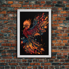 Load image into Gallery viewer, Phoenix In Flames, Retribution, Framed Canvas Print, The Phoenix, Framed Wall Art, Original Painting Phoenix, Fire Chicken
