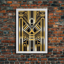 Carregar imagem no visualizador da galeria, Art Deco Pattern Wall art, Framed Canvas Print, Art Deco, Gold art, Geometric art, Wall decor, Midcentury Modern, Lines art, Wall decor
