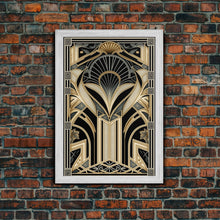 Load image into Gallery viewer, Art Deco Pattern Wall art, Framed Canvas Print, Art Deco, Gold &amp; black art, Geometric art, Office wall art, Abstract art, Original painting
