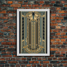 Carregar imagem no visualizador da galeria, Art Deco Pattern Wall art | Framed Canvas Print | Art Deco | Gold &amp; blue art | Wonderful art | Lines art | Geometric art | Living room art

