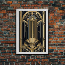 Carregar imagem no visualizador da galeria, Art Deco Pattern Wall art, Framed Canvas Print, Art Deco, Gold &amp; black art, Wonderful art, Lines art, Blue colors, Abstract art, Patterns
