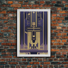 Load image into Gallery viewer, Art Deco Pattern Wall art - Framed Canvas Print - Art Deco - Gold &amp; blue art - Abstract art - Patterns art - Abstract art - Guest room decor

