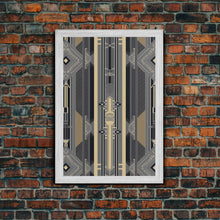 Load image into Gallery viewer, Art Deco Pattern Wall art - Framed Canvas Print - Art Deco - Abstract art - Gold &amp; gray art - MCM Art - Original painting - Geometric art
