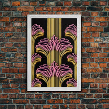 Load image into Gallery viewer, Art Deco Pattern Wall art - Framed Canvas Print - Art Deco - Black art - Bright colors - Pink &amp; gold art - Office decor - Abstract nature

