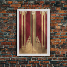 Load image into Gallery viewer, Art Deco Pattern Wall art - Framed Canvas Print - Art Deco - Abstract art - Gold &amp; red art - Lines art - Living room art - Office decor
