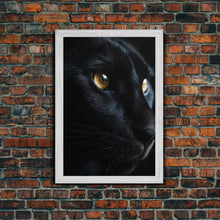 Load image into Gallery viewer, Beautiful Black Cat Portrait, Cat Photography, Framed Canvas Print, Framed Art, Halloween Witch Cat Art
