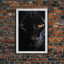 Load image into Gallery viewer, Portrait Of A Predator, Black Cat, Black Panther Photography, Framed Canvas Print, Wood Frame Wall Art

