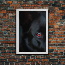 Carregar imagem no visualizador da galeria, Animal Prints, Black Wolf With Red Eyes, Portrait Of A Wolf, Framed Canvas Print, Wolf Photography Art
