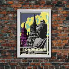 Load image into Gallery viewer, Indonesia Wall Art, Borobudur Temple, Java, Travel Wall Print, Travel Poster, Travel Artwork, Travel Wall Art, Canvas Wall Print
