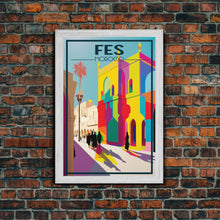 Load image into Gallery viewer, Fes Travel Poster, Morocco Wall Art, Moroccan Art, Morocco Poster, Travel Wall Print, Travel Poster, Travel Wall Art, Canvas Wall Print

