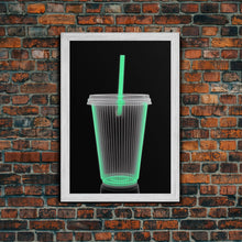 Load image into Gallery viewer, Disposable Plastic Cup Wall Art, Green Cup, Kitchen Wall Art, Minimalist Print, Wall Decor, Canvas Print, Wall Art, Framed Canvas
