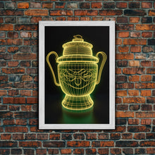 Load image into Gallery viewer, 3D Trophy Wall Decor, Yellow Art Print, Glowing Art, Minimalist Print, Wall Decor, Canvas Print, Wall Art, Framed Canvas
