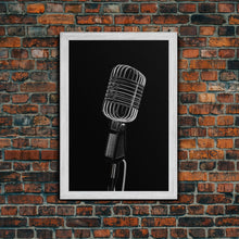 Carregar imagem no visualizador da galeria, Silver Retro Microphone Wall Art, Mic Wall Art, Music Room Wall Art, Minimalist Print, Wall Decor, Canvas Print, Wall Art, Framed Canvas
