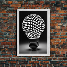 Load image into Gallery viewer, Dotted Light Bulb Wall Decor, Black And White Art, Dotted Art, Minimalist Print, Wall Decor, Canvas Print, Wall Art, Framed Canvas
