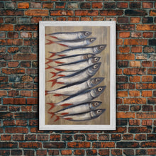 Carregar imagem no visualizador da galeria, Fish Wall Art, Sardines Painting, Food Wall Decor, Kitchen Wall Art, Minimalist Wall Art, Wall Decor, Canvas Print, Wall Art, Framed Canvas
