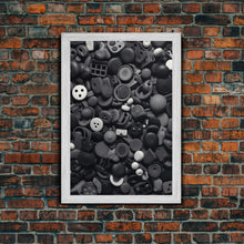 Load image into Gallery viewer, Collection Of Buttons Wall Art, Sewing Room Wall Decor, Black And White, Minimalist Print, Wall Decor, Canvas Print, Wall Art, Framed Canvas
