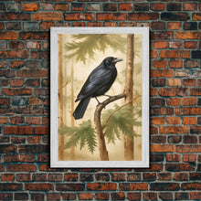 Load image into Gallery viewer, Crow Wall Art, Black Bird Wall Decor, Animal Wall Art, Trees, Nature, Modern Print, Wall Decor, Canvas Print, Wall Art, Framed Canvas
