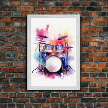 Carregar imagem no visualizador da galeria, Drum Art, Gift For Drummer, Framed Canvas Print, Studio Art, Music Studio Decor, Drum Set
