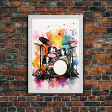 Carregar imagem no visualizador da galeria, Drum Art, Gift For Drummer, Framed Canvas Print, Studio Art, Music Studio Decor, Drum Set
