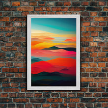 Carregar imagem no visualizador da galeria, Art deco style clouds and sunset, midcentury modern art, canvas print, unique colorful wall art
