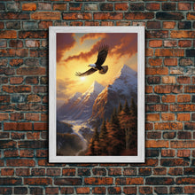 Load image into Gallery viewer, Eagle Wall Art, Mountain Art Print, Animal Art, Nature Print, Canvas Print, Wall Art, Vertical Art, Gift For Boss, Camper Wall Decor
