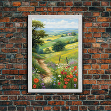 Load image into Gallery viewer, Countryside Wall Art, Wildflowers Wall Art, Meadow Wall Print, Canvas Print, Wall Art, Vertical Art, Country Wall Art, Landscape Art
