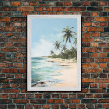 Carregar imagem no visualizador da galeria, Beach Wall Art, Palm Trees Wall Print, Seashore Wall Art, Tropical Art, Canvas Print, Wall Art, Vertical Art, Living Room Prints, Room Decor
