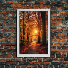 Carregar imagem no visualizador da galeria, Fall Forest Art, Trees Art Print, Nature Wall Art, Sunset Art, Canvas Print, Wall Art, Vertical Art, Dining Room Prints, Hostess Gift
