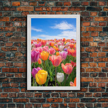 Load image into Gallery viewer, Tulip Print, Flower Wall Art, Vibrant Wall Art, Canvas Print, Wall Art, Vertical Art, Dining Room Prints, New Homeowner Gift, Ranch Decor
