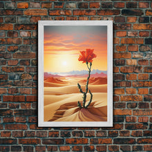 Load image into Gallery viewer, Desert Art Print, Cactus Wall Art, Landscape Art, Sunset Wall Art, Canvas Print, Wall Art, Vertical Art, Unique Wall Decor, Ranch Decor
