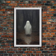 Carregar imagem no visualizador da galeria, Cute Lil Boo, Ghost Print, Halloween Canvas Art, Framed Canvas Print, Funny Halloween Decor, Ghost Art, Victorian Goth Art
