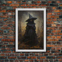 Load image into Gallery viewer, Gothic Witch Art, Framed Halloween Canvas, Canvas Print, Spooky Halloween Wall Art, Halloween Decoration, Witchy Decor
