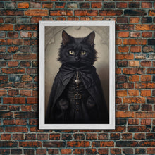 Load image into Gallery viewer, Cute Victorian Cat Portrait, Halloween Decor, Oil Painting Of A Gothic Victorian Cat, Halloween Wall Art, Framed Canvas Print
