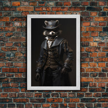 Load image into Gallery viewer, Funny Raccoon Art, Framed Canvas Print Or Poster, Funny Halloween Art, Victorian Raccoon Oil Painting Portrait
