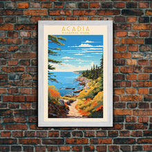Carregar imagem no visualizador da galeria, Acadia National Park Maine Travel Art, National Park Print, Minimalist Travel Art, Midcentury Modern Style Landscape Painting
