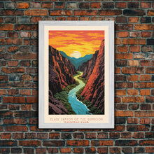 Carregar imagem no visualizador da galeria, Black Canyon National Park Colorado Travel Art, National Park Print, Minimalist Travel Art, Midcentury Modern Style Landscape Painting
