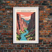 Carregar imagem no visualizador da galeria, Black Canyon Of The Gunnison National Park Travel Art, National Park Art, Minimalist Travel Art, Midcentury Modern Style Landscape Painting
