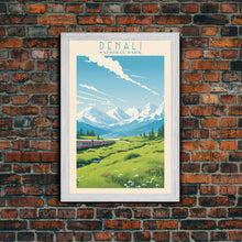 Load image into Gallery viewer, Denali National Park Travel Poster Print, Canvas Print Wall Art, Alaska Travel Art, Midcentury Modern Travel Decor, MCM Wall Art
