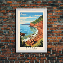 Carregar imagem no visualizador da galeria, Acadia National Park Maine Travel Art, National Park Print, Minimalist Travel Art, Midcentury Modern Style Landscape Painting
