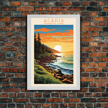 Carregar imagem no visualizador da galeria, Acadia National Park, Framed Wall Art Canvas Print, Travel Poster, Travel Art, Roadtrip Decor, Cool Wall Art, Retro State Park Art, Pop Art
