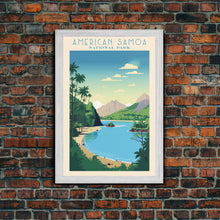 Carregar imagem no visualizador da galeria, American Samoa National Park Vatia Travel Art, National Park Print, Minimalist Travel Art, Midcentury Modern Style Landscape Painting
