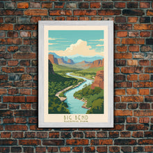 Carregar imagem no visualizador da galeria, Big Bend National Park, Framed Wall Art Canvas Print, Travel Poster, Texas Travel Art, Roadtrip Decor, Cool Art, Retro State Park Art
